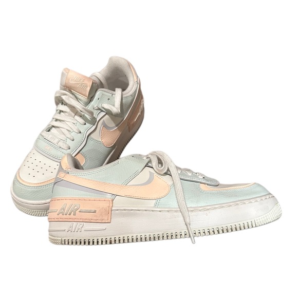 Nike Air Force 1 Low Shadow Green White and Pink Sneakers Size 10.5 - Picture 7 of 9